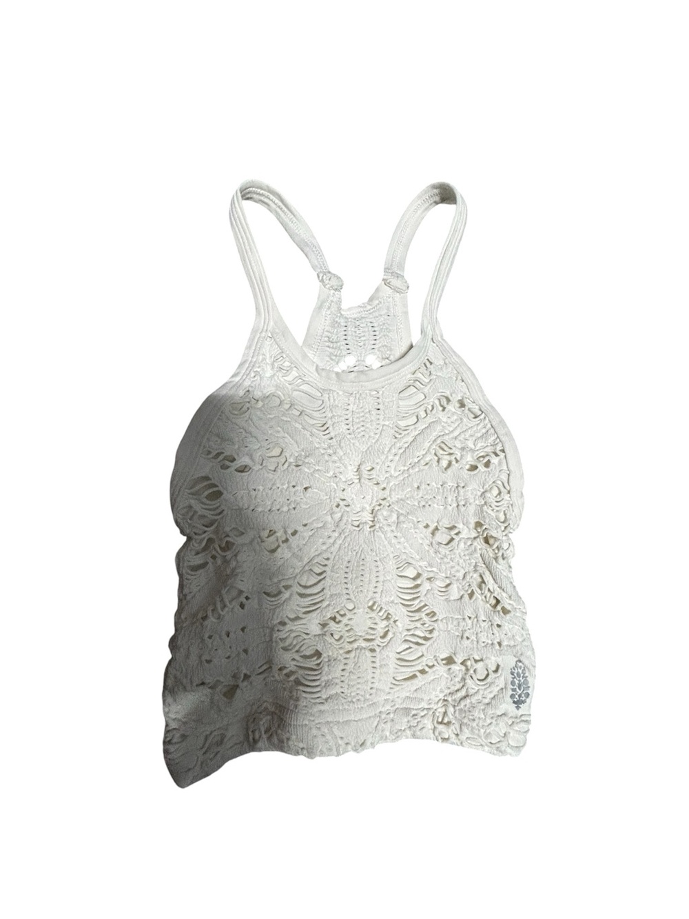 Free People White Crochet FP Movement Racerback Top Sz XS/S